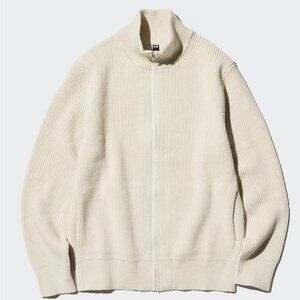 Uniqlo Men's Warm Light Beige Zip Up Sweater - New With Tags